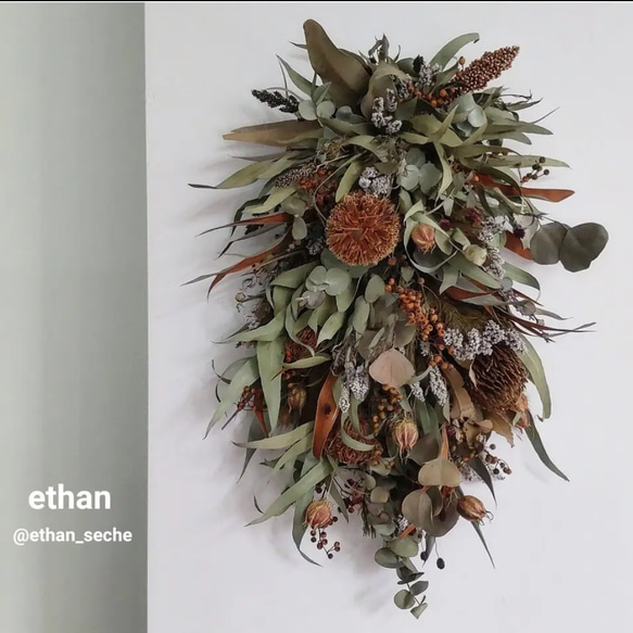 60cm×40cm ドライフラワースワッグ スワッグ ethan 通販｜Creema 