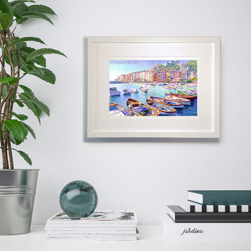 リヴィエラヨーロッパ イタリア 地中海 絵画 ヨット 海 リビエラ 風景