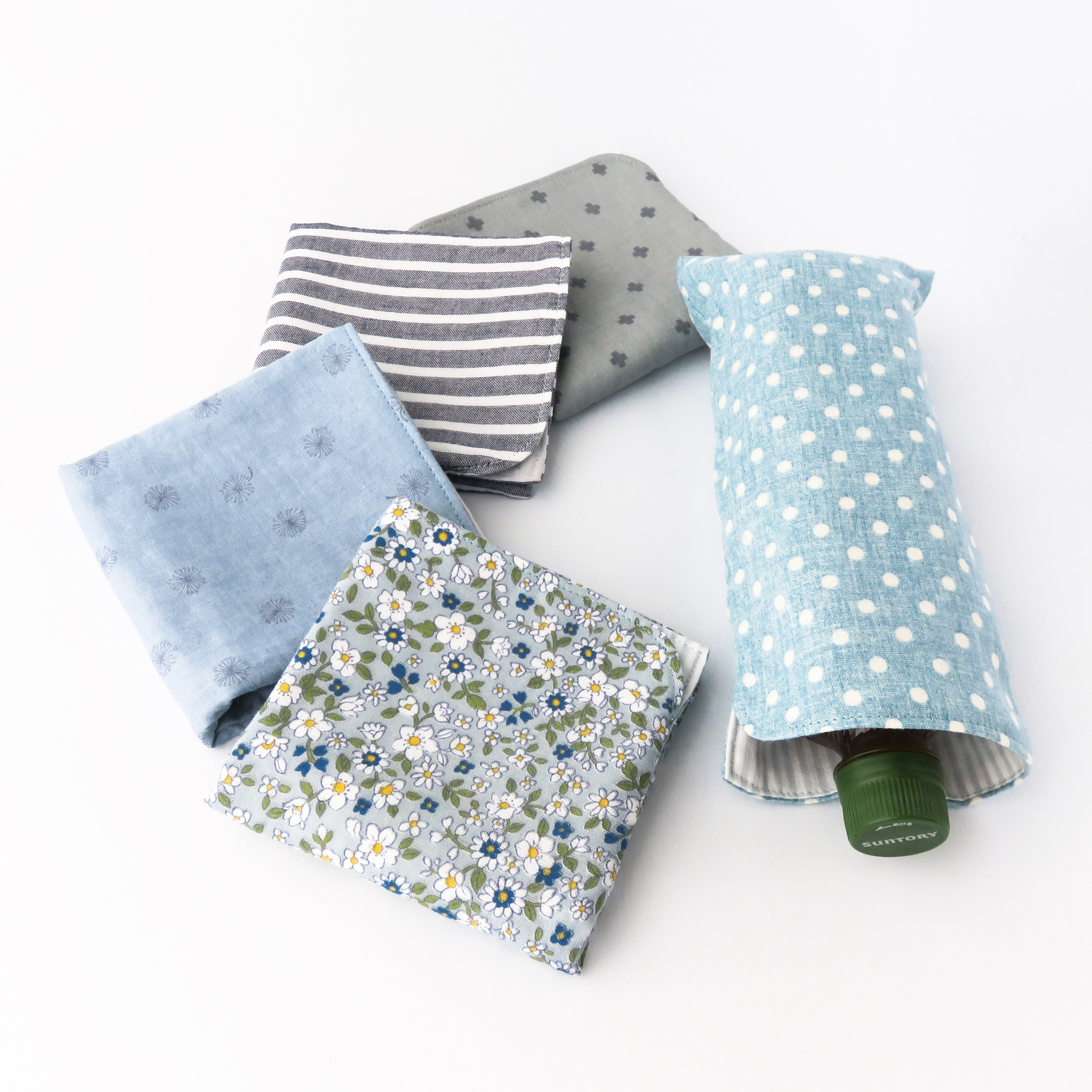 933.ペットボトルカバーハンドメイドガーゼハンカチ コーヒータイム