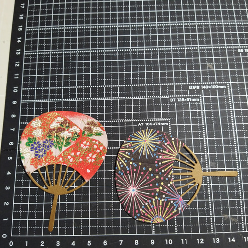 ミニ うちわ タント紙 友禅和紙 型抜き 10枚 ダイカット クラフト