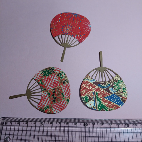 ミニ うちわ タント紙 友禅和紙 型抜き 10枚 ダイカット クラフト