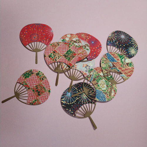 専用　友禅和紙　ダイカットミニうちわ10枚 ミニ うちわ タント紙 友禅和紙 型抜き 10枚 ダイカット クラフト