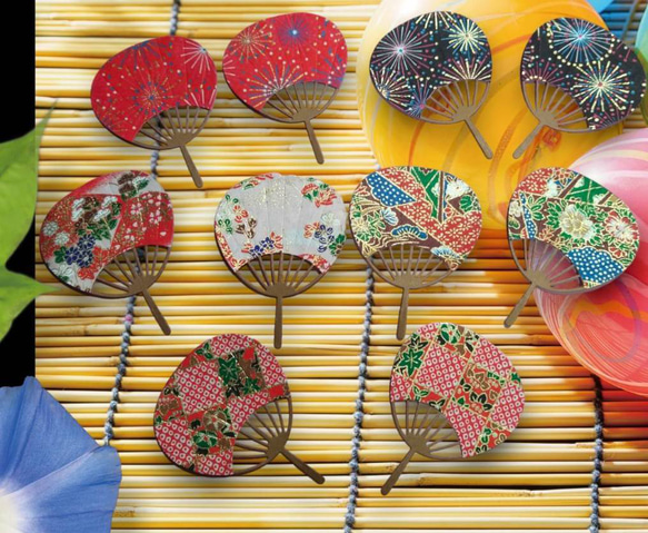 ミニ うちわ タント紙 友禅和紙 型抜き 10枚 ダイカット クラフト