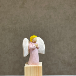 lalaさん専用　木製 笛吹き天使の彫刻 アンティーク 　ウィーンにて購入 角笛 を吹く 天使 ( 藍 ).木彫り，彫刻，天然木，置物 彫刻