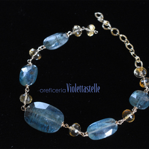 高品質♡カイヤナイト デザインブレスレット　シトリン入り 高品質♡カイヤナイト デザインブレスレット シトリン入り