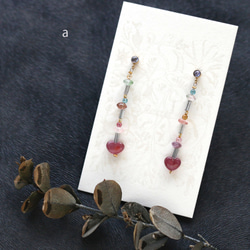 ♡紅寶石和碧璽、坦桑石耳環/耳環 第5張的照片
