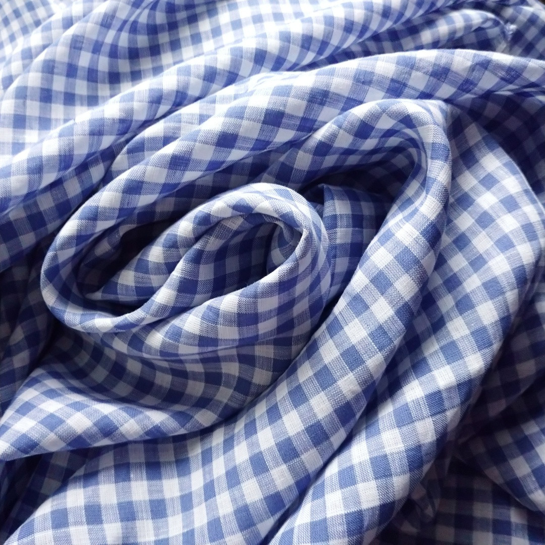 リネンのフラットシーツ/ギンガムチェック/布団用シングル 幅135cm×長さ250cm/リネン100％