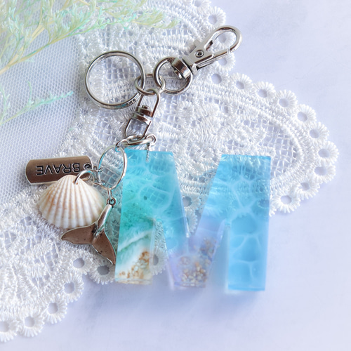 ♡NK♡海のイニシャルキーホルダー 浜辺の夜空 ♡NK♡様専用海のイニシャルキーホルダー 浜辺の夜空