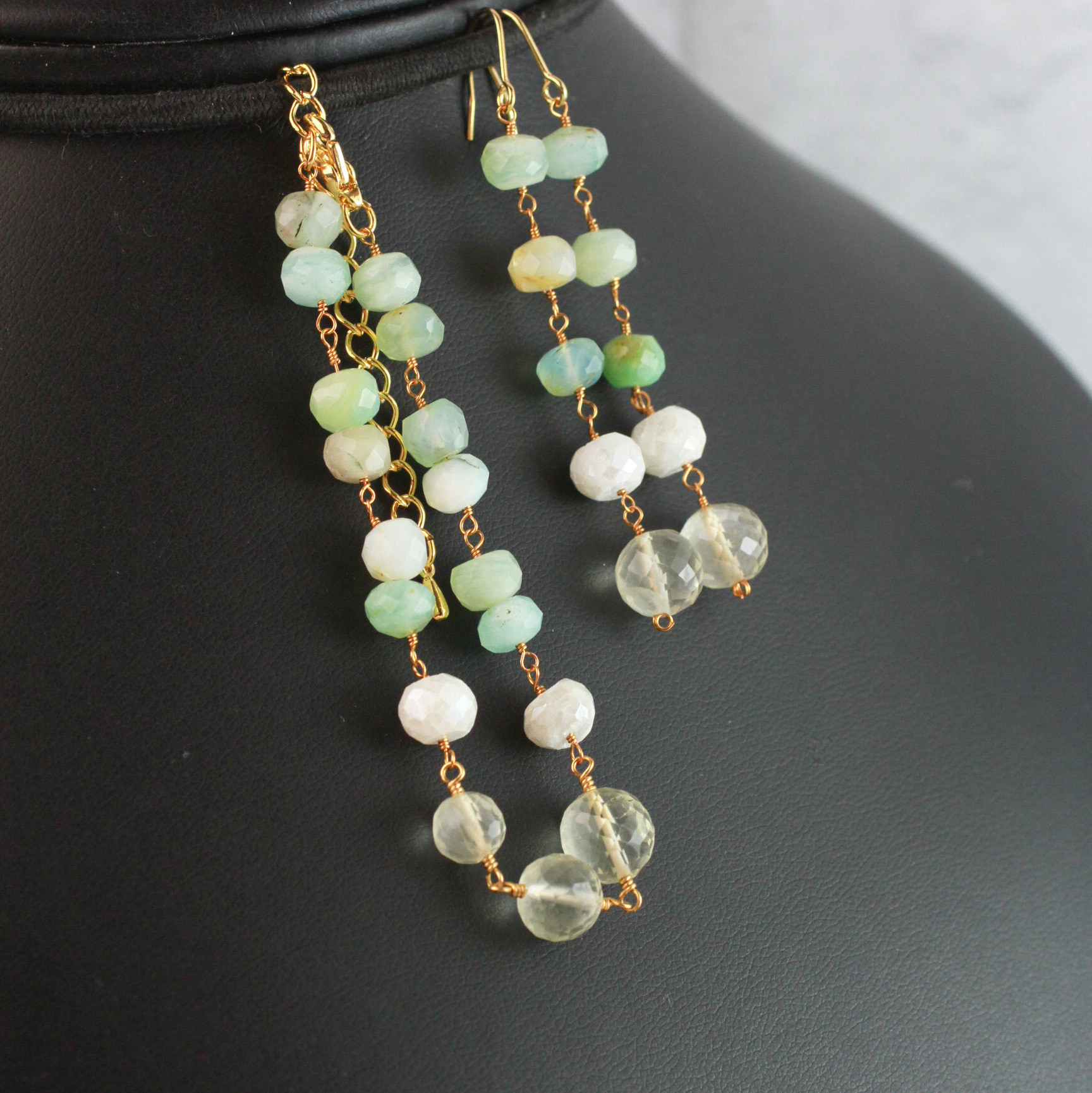 【超希少石】セイロンムーンストーン　ペルビアンオパール　ブレスレット