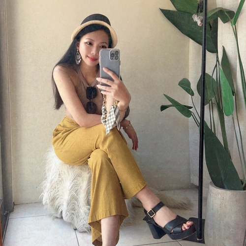 COSA NOSTRA マスタードイエロー アンティーク コットン 薄手素材  