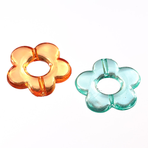 ビーズ フラワー 混色 20mm 透明な花 200個 おはじきのような