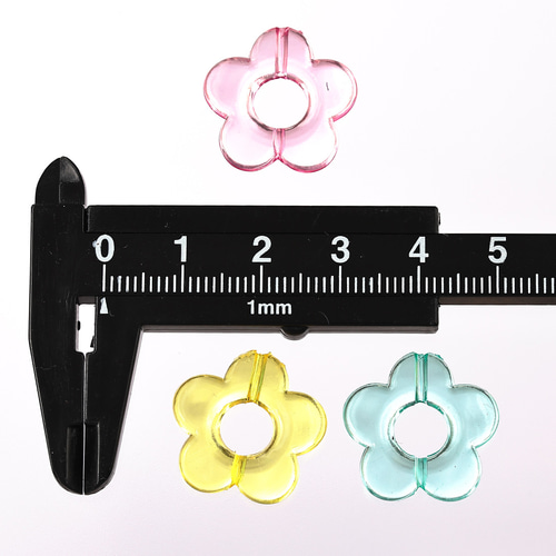 ビーズ フラワー 混色 20mm 透明な花 200個 おはじきのような