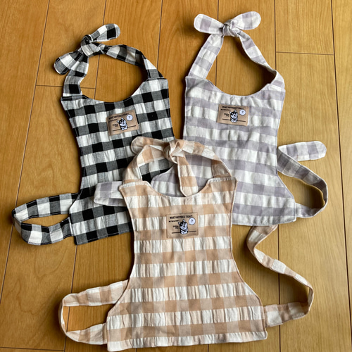 犬用 クールエプロン オシャレに熱中症予防 犬服 ギンガムチェック柄