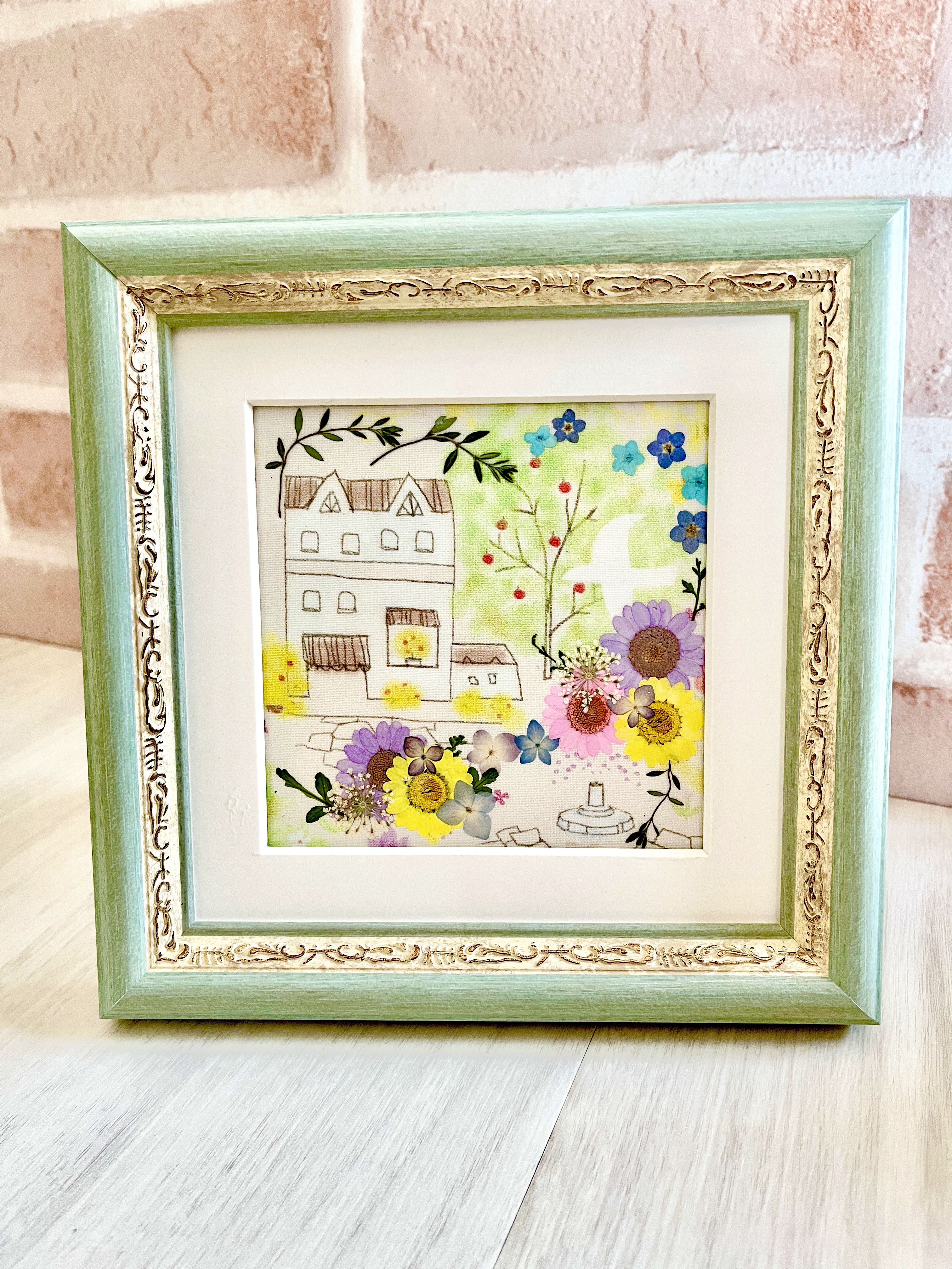 インテリアオブジェ 約7cm 『特別制作品』押し花 樹脂製