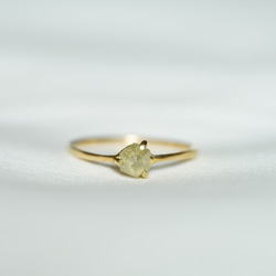 [送料無料] K18 Hex Rose cut Lime green Diamond ring(0.537ct,R025 1枚目の画像