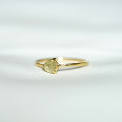 [送料無料] K18 Hex Rose cut Lime green Diamond ring(0.537ct,R025 3枚目の画像