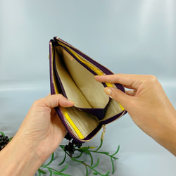 薄くて軽くて大容量なL字長財布 14枚カードポケット 牛革 プリズム バイオレット 日本製 4枚目の画像