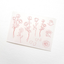 可憐に咲く薔薇の花の赤い線画のタトゥーシール 2 タトゥーステッカー タトゥ ーシール タトゥー ステッカー 2枚目の画像
