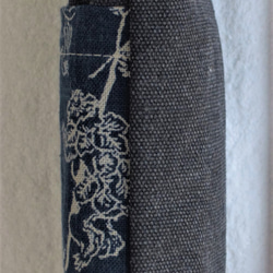鳥獣戯画×ヴィンテージ加工帆布スマホショルダー（mini）　藍色×黒　ええじゃないか　伝統／工芸　日本製 6枚目の画像
