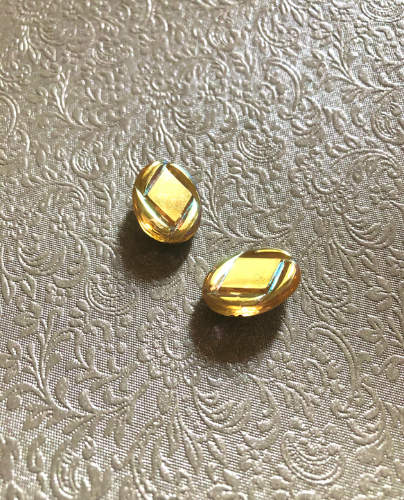 1個　レア　1970s 西ドイツ　18×13mm  ヴィンテージガラス　オーバル　カボション　オーロラ　AB加工 5枚目の画像