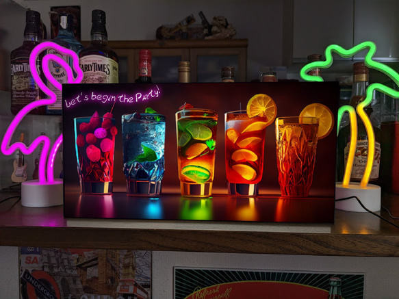 【Lサイズ】カクテル バー パブ スナック ナイトクラブ パーティー サイン ランプ 看板 置物 雑貨 ライトBOX 1枚目の画像
