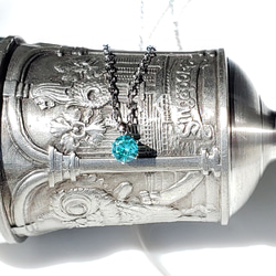 奇跡の輝き✨ パライバトルマリン　人工宝石 4ｍｍ サージカルステンレス　ネックレス 3枚目の画像