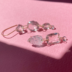 Prana gem drops ✴︎滴る宝石のしずく✴︎アクアマリン ✴︎クリスタル✴︎グリーンアメジスト✴︎14kgf 4枚目の画像