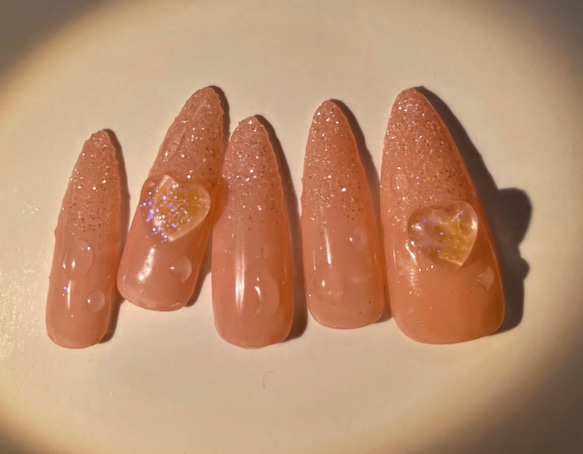 ネイルチップ シンプル ピンク ベージュ シアー 韓国 純欲 ワンホン