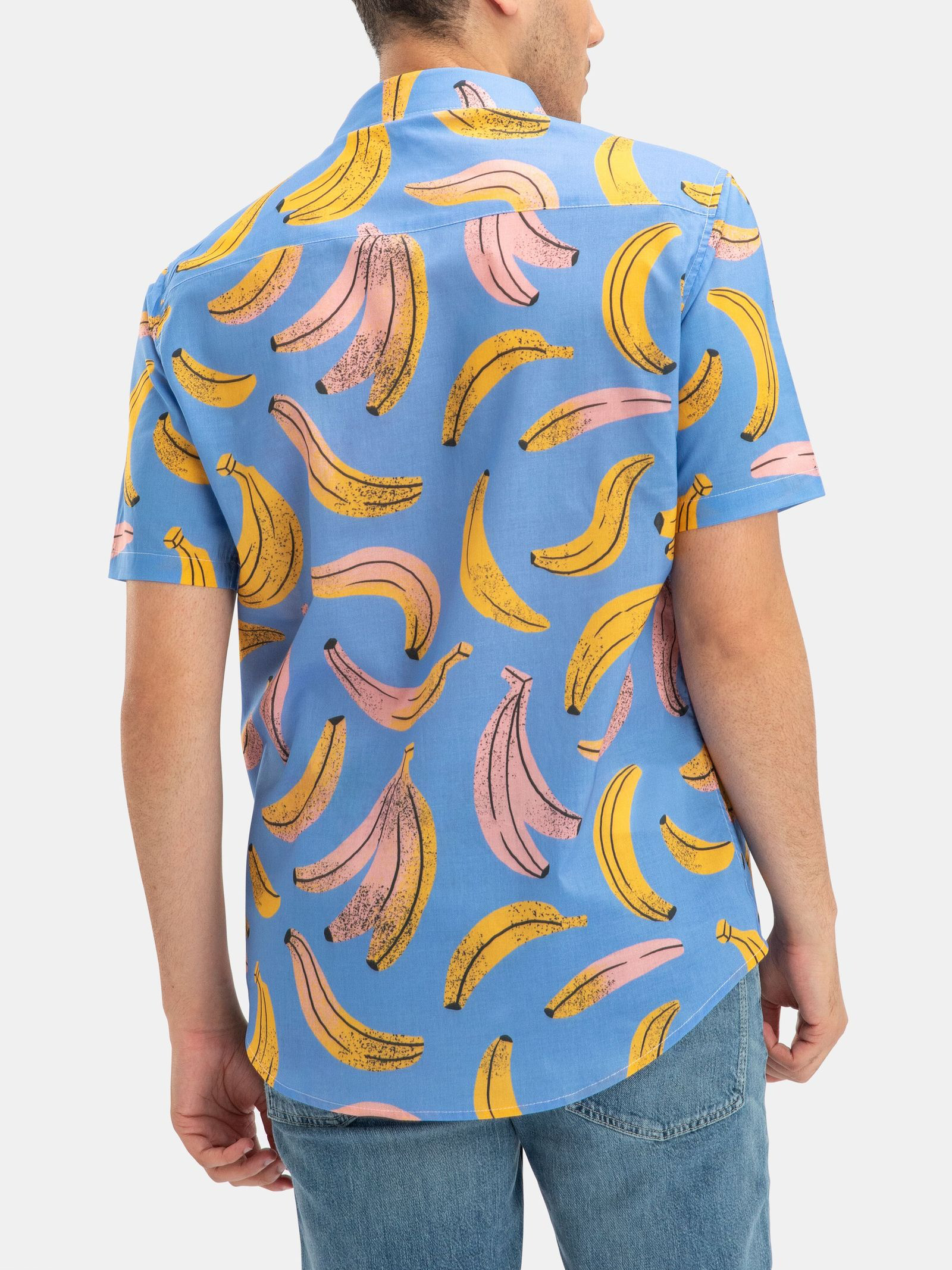 幻想的でゆめかわいいクラゲときらびやかな飾りや宇宙 ボタンアップシャツ 半袖