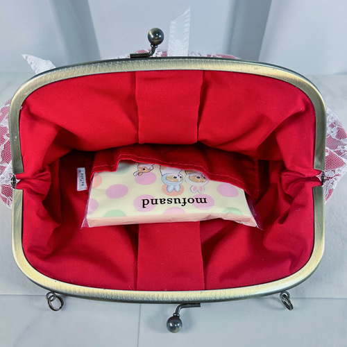 bibiy がま口ショルダーバッグ ＋チュールレースストラップ Bibiy