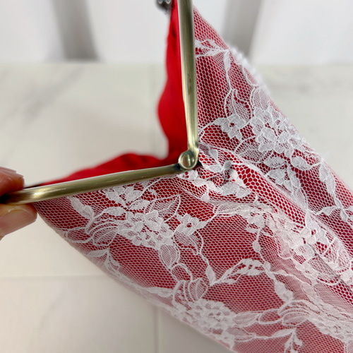 薔薇柄レースあおりがま口バッグ　ハンドメイド fit=scale-down,w=1200