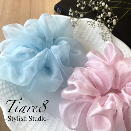 シュシュ かわいい ハンドメイド 2399（オーガンジー 18） 480円
