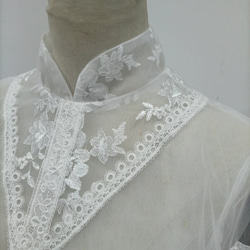 高質量！婚紗高領精緻花卉刺繡上衣波列羅婚禮新娘 第9張的照片