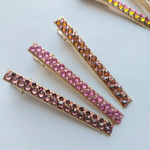 大人可愛い きらきらスワロフスキー ヘアクリップ サイド・おくれ毛