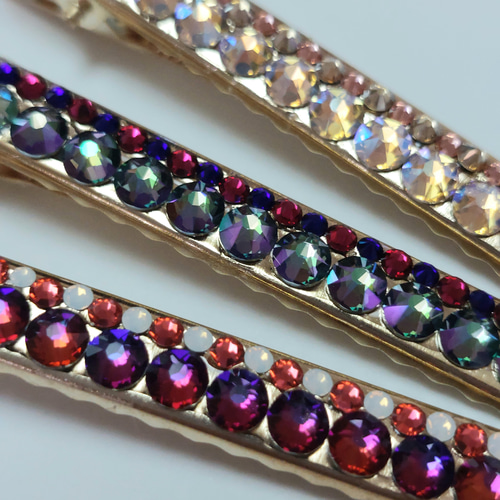 大人可愛い きらきらスワロフスキー ヘアクリップ サイド・おくれ毛