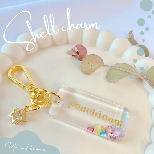 カラフルシェル 名入れキーホルダー 文字入れ 名前入れ 長方形 入学