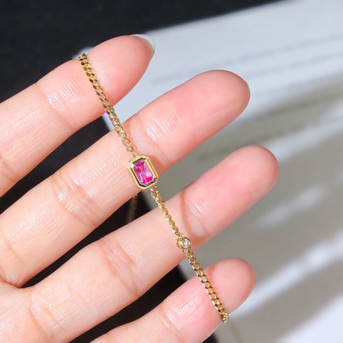 ピンクサファイアブレスレットk18 ブレスレット パール大好き(購入前に 