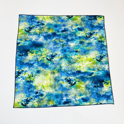 水彩画デザイン　コットンリネン　夏のミニスカーフ　ハンカチ　綿麻　自然素材 4枚目の画像