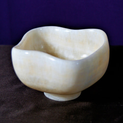 石の器　抹茶茶碗　『夕顔』天然石オニックス　彫刻家による手彫りの作品　花器 6枚目の画像