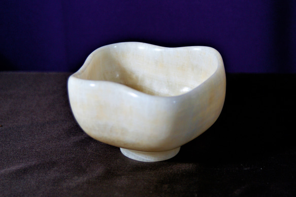 石の器　抹茶茶碗　『夕顔』天然石オニックス　彫刻家による手彫りの作品　花器 3枚目の画像