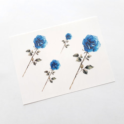 可憐な一輪の薔薇の花（青いバラ）のタトゥーシール タトゥーステッカー タトゥ ーシール  タトゥー ステッカー 2枚目の画像