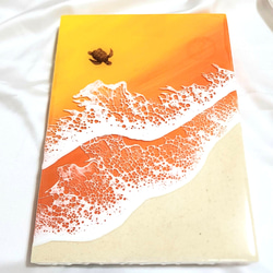海のアートボード 波 海 レジン アート 夕日 サンセット ビーチ 2枚目の画像