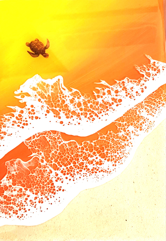 海のアートボード 波 海 レジン アート 夕日 サンセット ビーチ 3枚目の画像