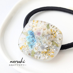 レジンお花のネックレス パープル 38cm ドライフラワー
