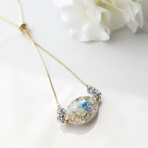 レジンブレスレット フラワーレジン ブルーフラワー ボタニカル