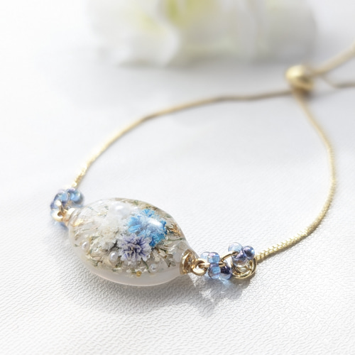 No.2031☆ハンドメイド☆ブルー♡フラワーレジンネックレス