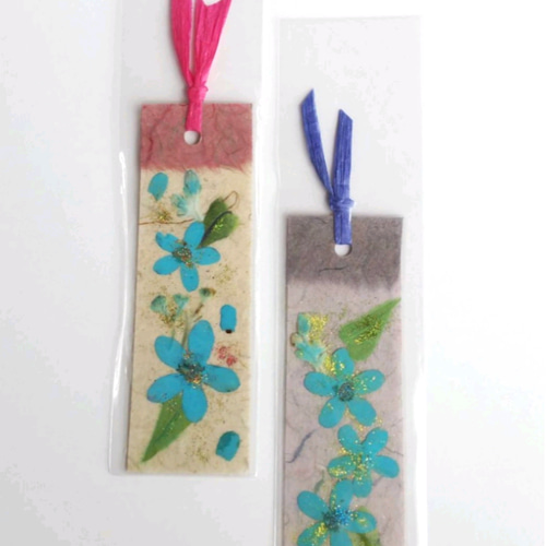 土佐和紙とブルースターの栞 2枚セット しおり・ブックマーク やまもも