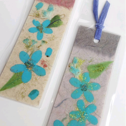 土佐和紙とブルースターの栞 2枚セット しおり・ブックマーク やまもも