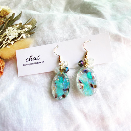 レジン　シェル　ピアス　ハンドメイド　イヤリング変更可 ハンドメイド レジンピアス イヤリング変更可｜Yahoo!フリマ（旧