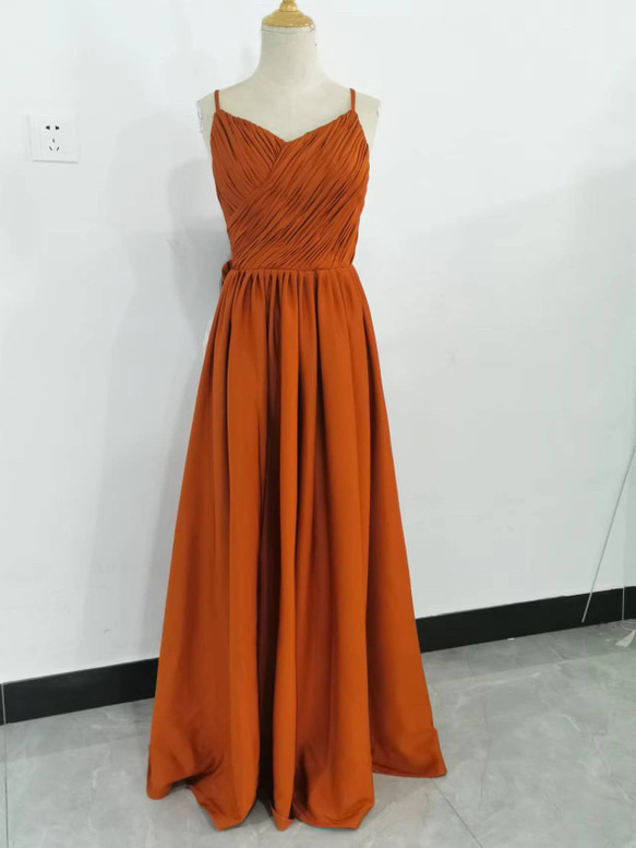 テラコッタバッククロスカラードレス